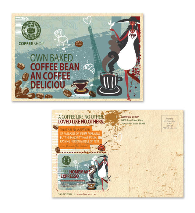 Coffee Shop Postcard Template