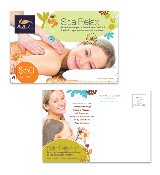 Day Spa & Beauty Salon Postcard Template