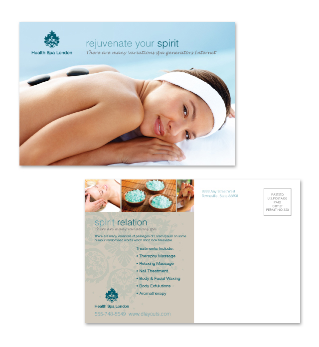 Day Spa & Beauty Salon Postcard Template