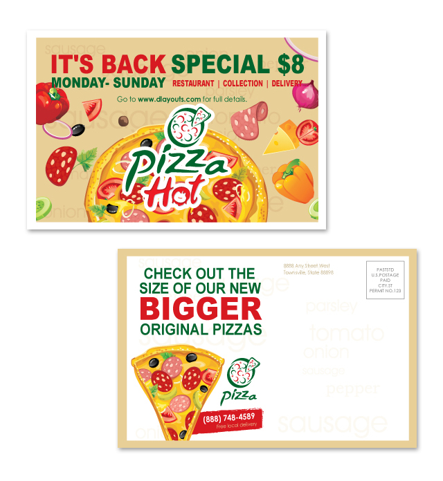 Pizza Restaurant Postcard Template