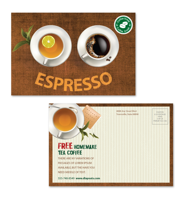 Coffee Shop Postcard Template