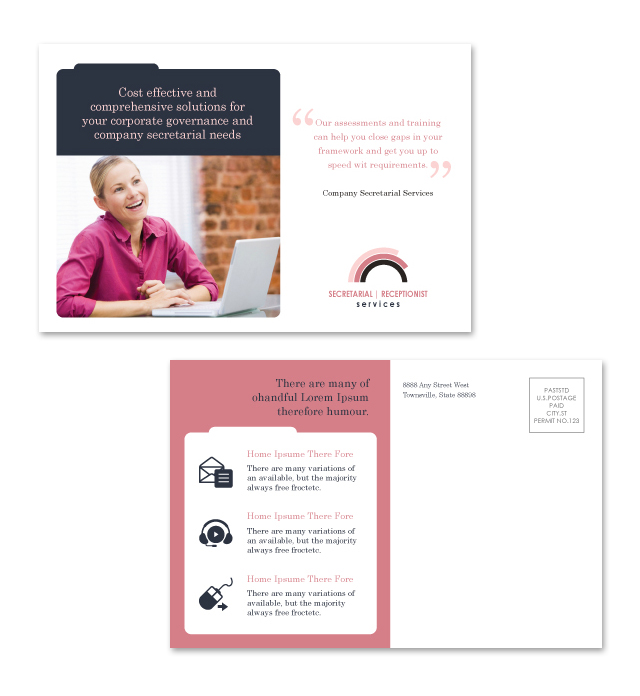 Secretarial Services Postcard Template