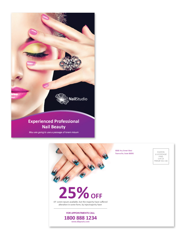 Nail Beauty Salon Postcard Template