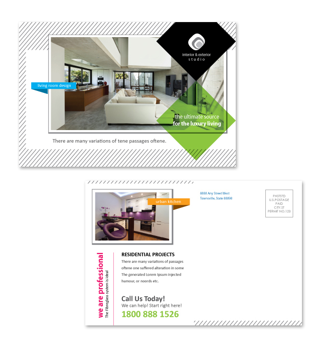 Interior & Exterior Studio Postcard Template