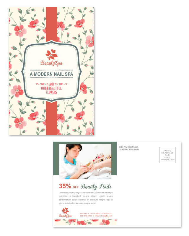 Nail Spa Center Postcard Template