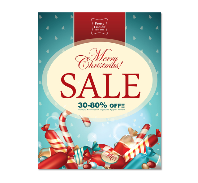 Candy Christmas Sale Poster Template