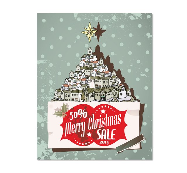 Retro Christmas Sale Poster Template