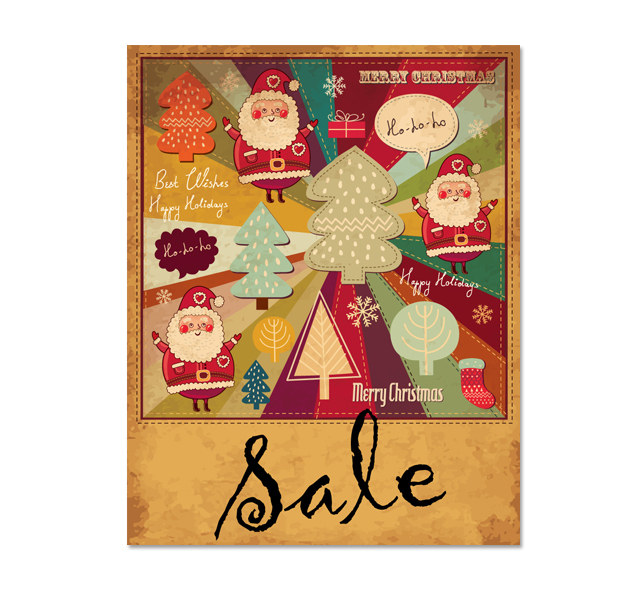 Retro Xmas Sale Poster Template