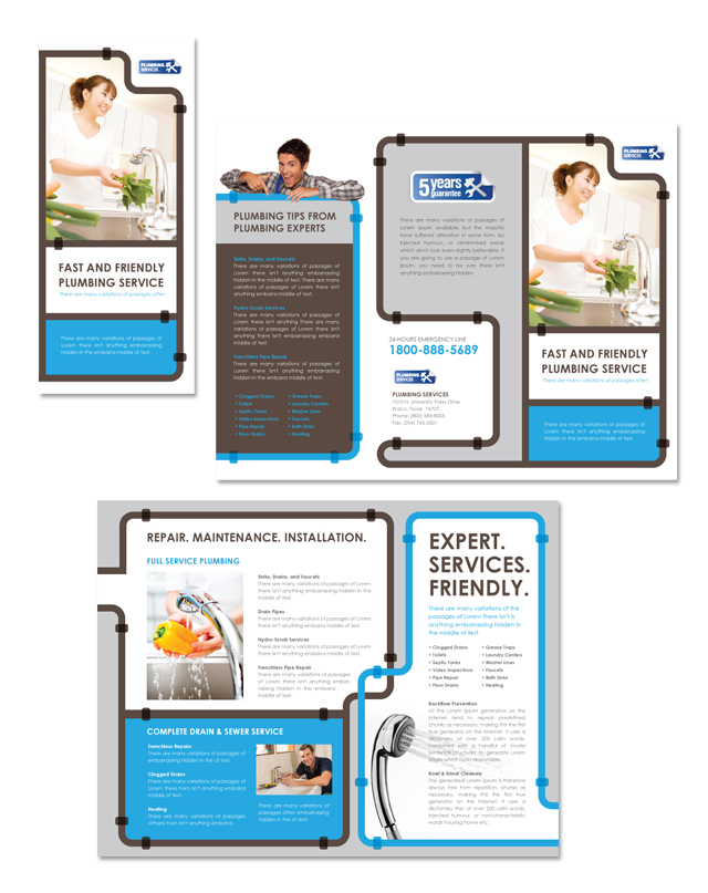 Plumbing Services Tri Fold Brochure Template