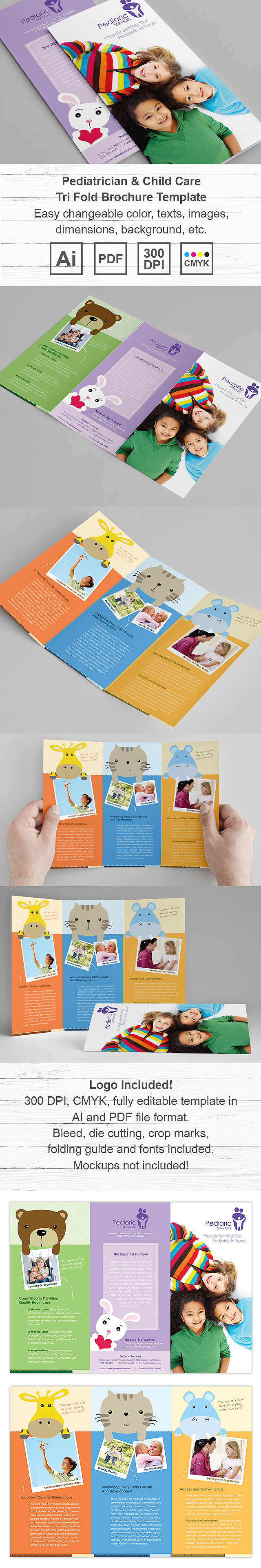 Pediatrician & Child Care Tri Fold Brochure Template