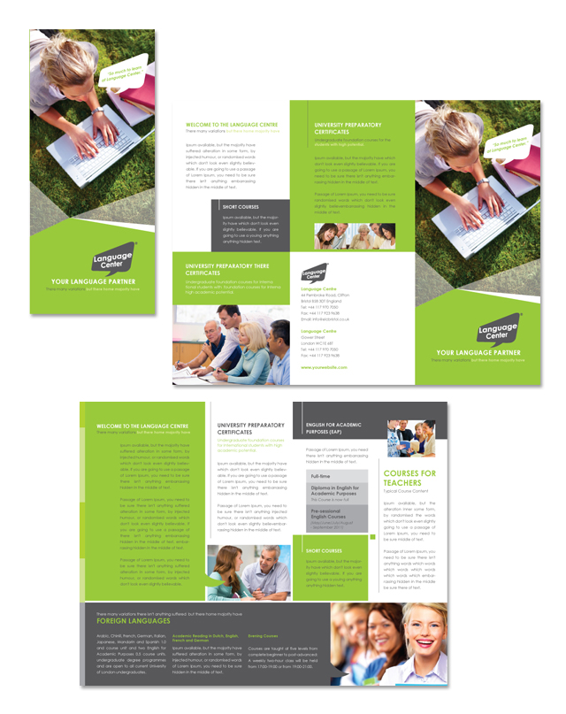 Language Centre Tri Fold Brochure Template