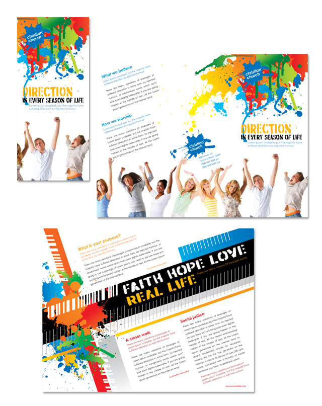 Christian Church & Youth Ministry Tri Fold Brochure Template