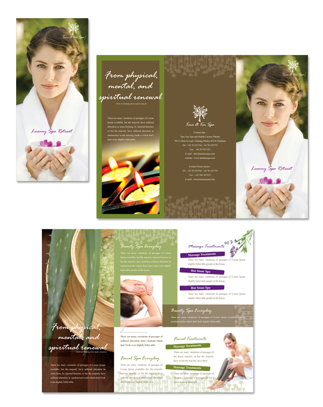 Natural Day Spa & Massage Tri Fold Brochure Template