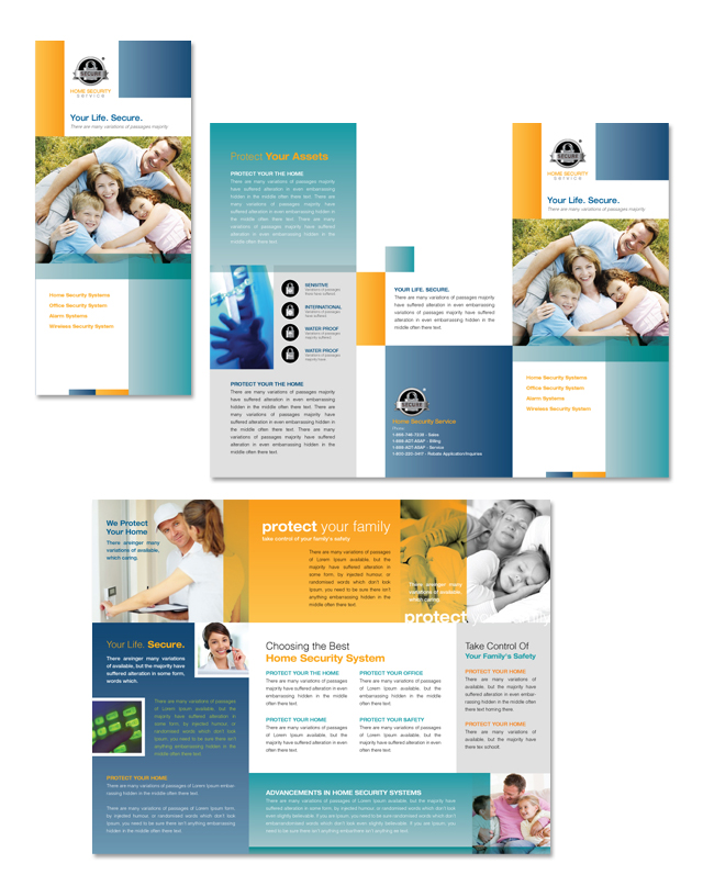 Home Security Systems Tri Fold Brochure Template