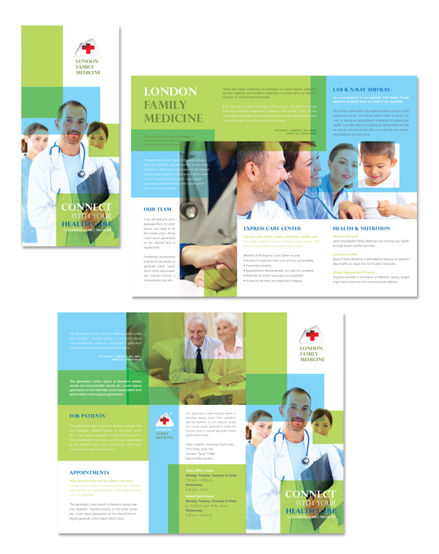 Family Medicine Clinic Tri Fold Brochure Template