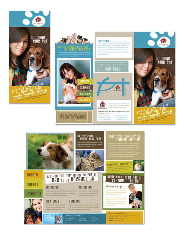 Dog Kennel & Pet Day Care Tri Fold Brochure Template