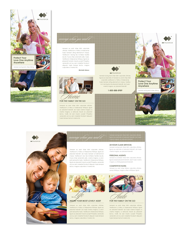 Life & Auto Insurance Company Tri Fold Brochure Template