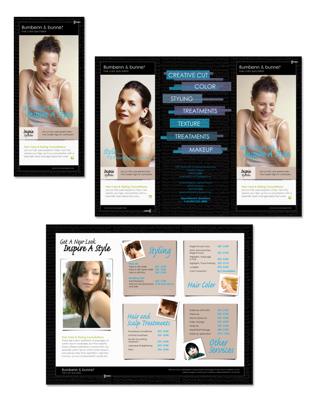 Modern Hair Stylist Salon Tri Fold Brochure Template