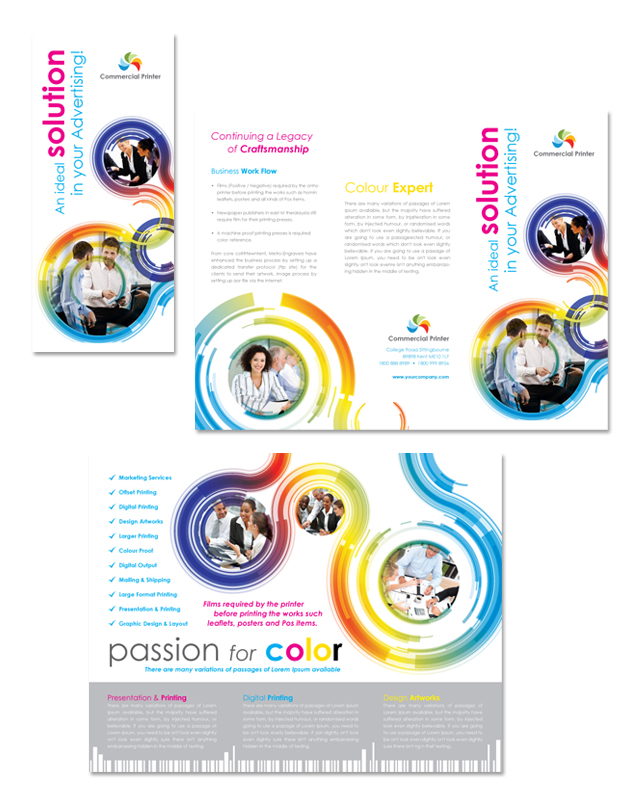 Commercial Printer Tri Fold Brochure Template