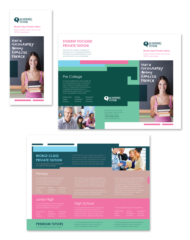 Tuition Class Tri Fold Brochure Template