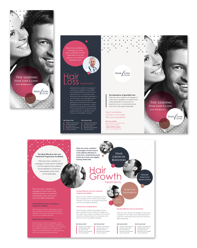 Hair Loss Treatment Centre Tri Fold Brochure Template