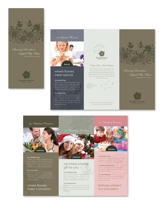 Gift & Florist Shop Tri Fold Brochure Template