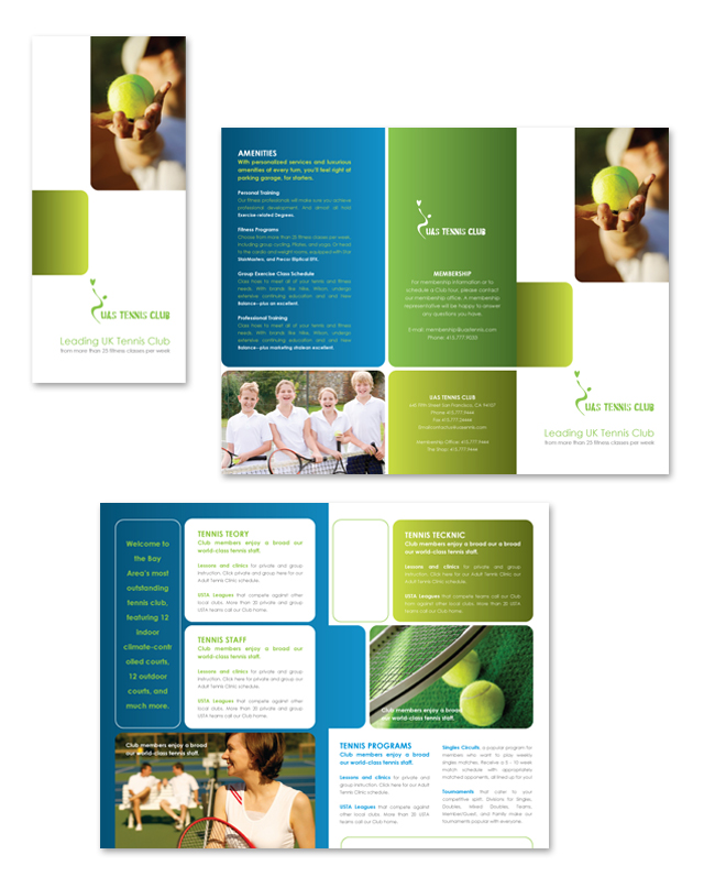 Tennis Club Tri Fold Brochure Template