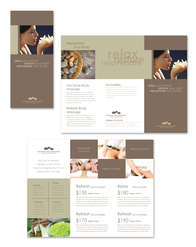 Wellness Spa Resort Tri Fold Brochure Template