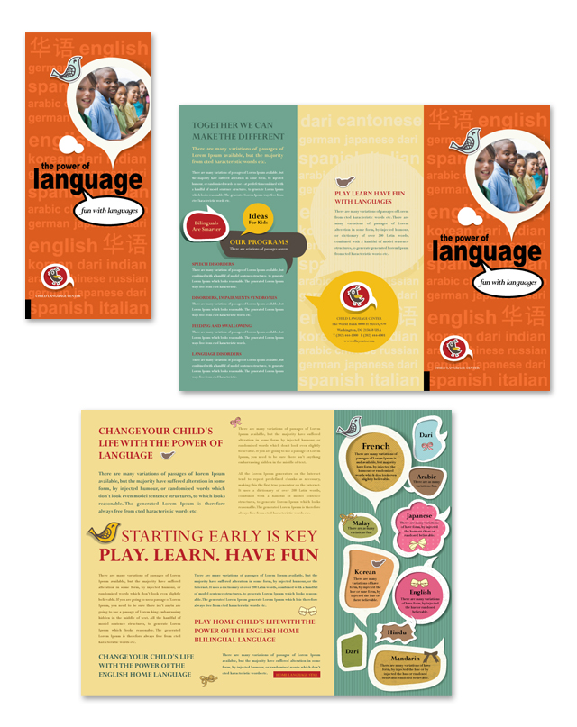 Child Language Learning Center Tri Fold Brochure Template