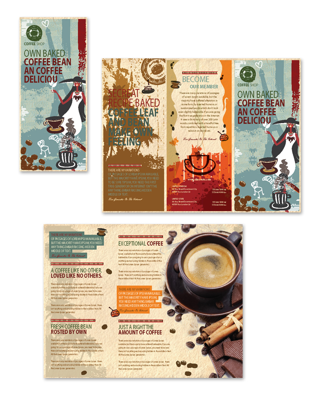 Coffee Shop Tri Fold Brochure Template