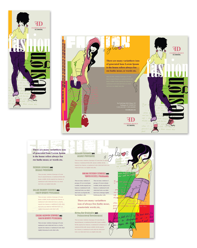 Fashion Design School Tri Fold Brochure Template