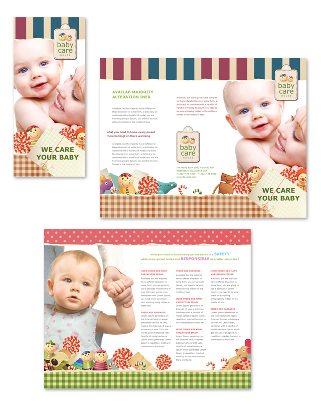 Babysitting Tri Fold Brochure Template