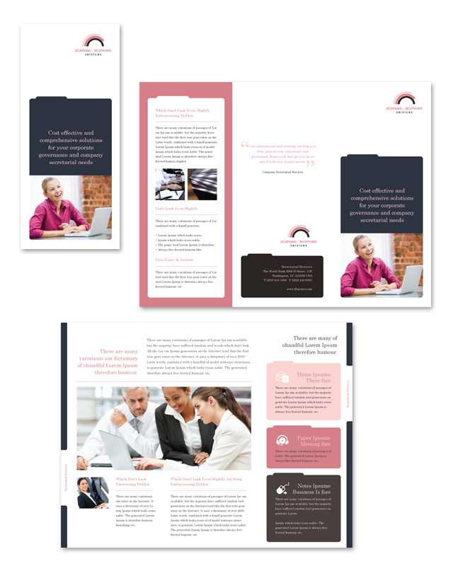 Secretarial Services Tri Fold Brochure Template