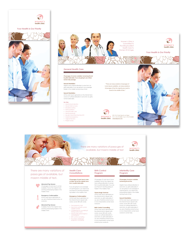 Gynecology Clinic Tri Fold Brochure Template