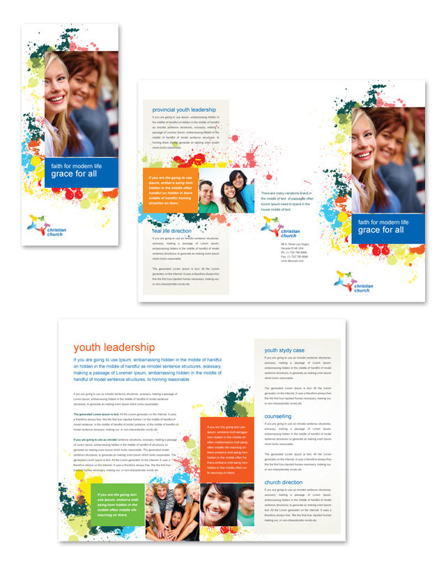 Church Youth Ministry Tri Fold Brochure Template