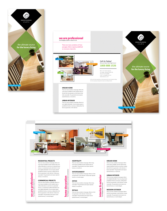 Interior & Exterior Studio Tri Fold Brochure Template