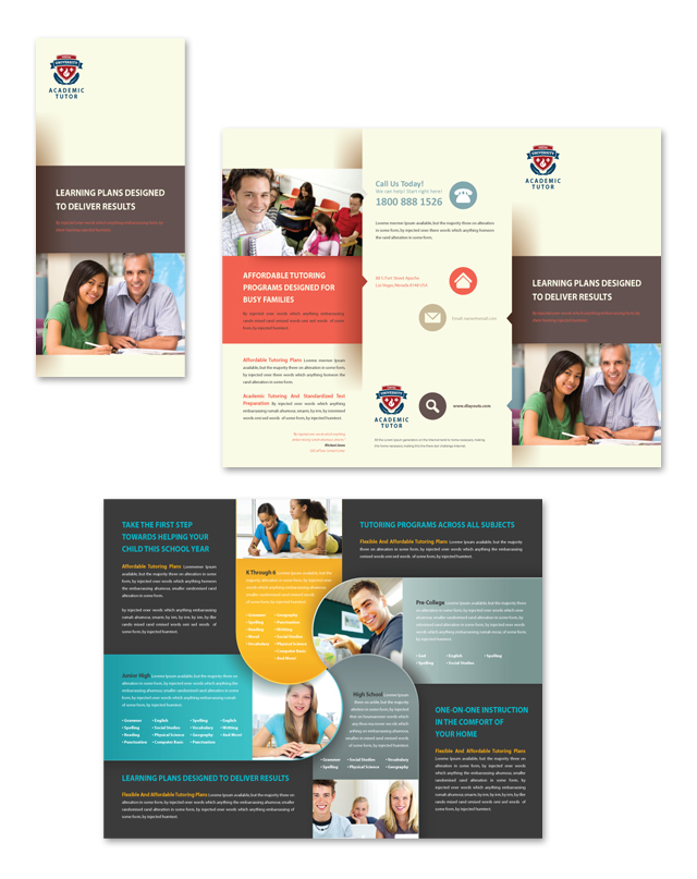 Academic Tutor Tri Fold Brochure Template