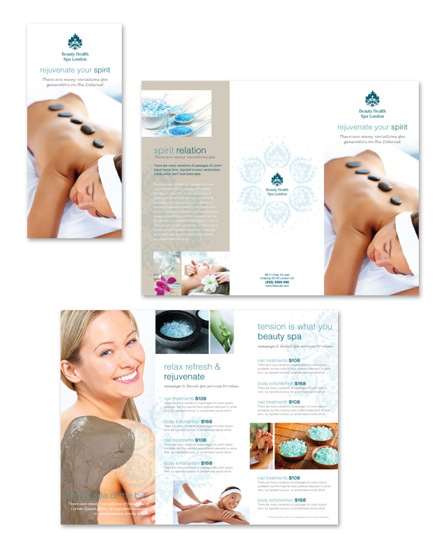 Day Spa & Beauty Salon Tri Fold Brochure Template