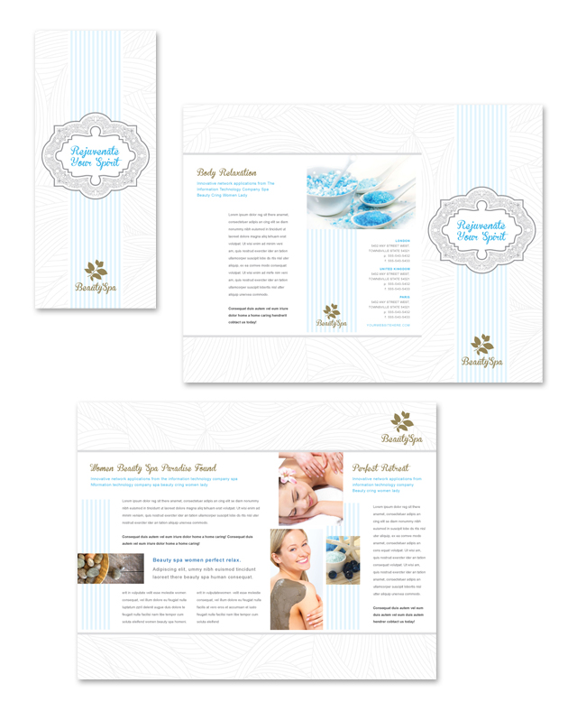 Beauty Spa Salon Tri Fold Brochure Template