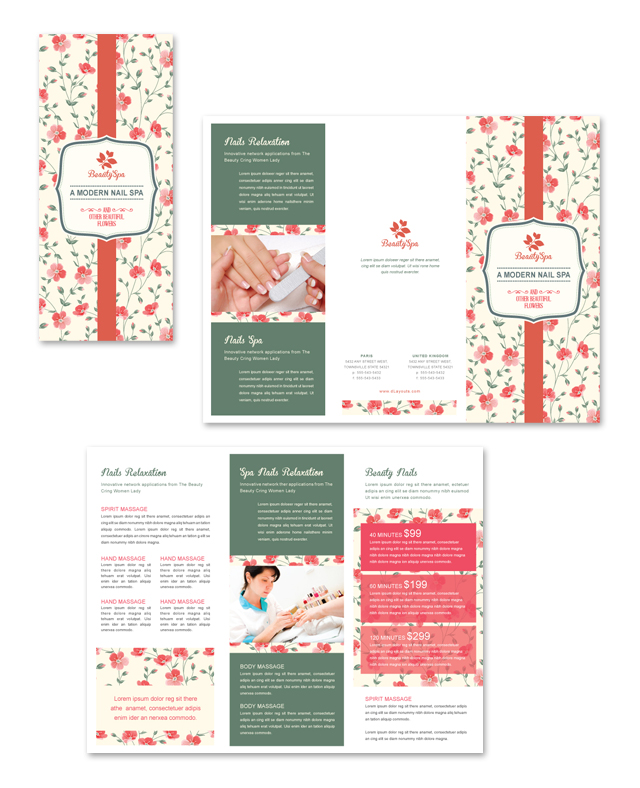 Nail Spa Center Tri Fold Brochure Template