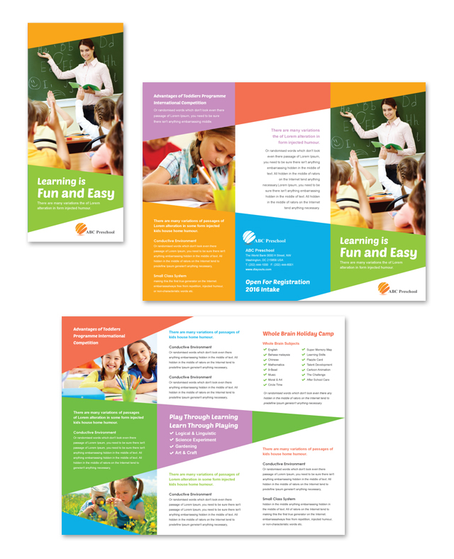 Preschool Education Tri Fold Brochure Template