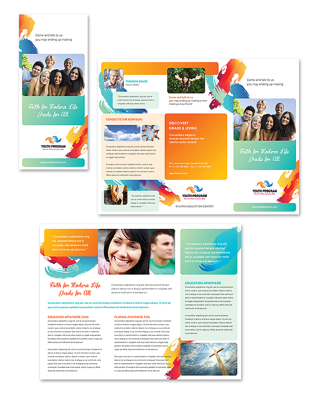 Church Youth Ministry Tri Fold Brochure Template