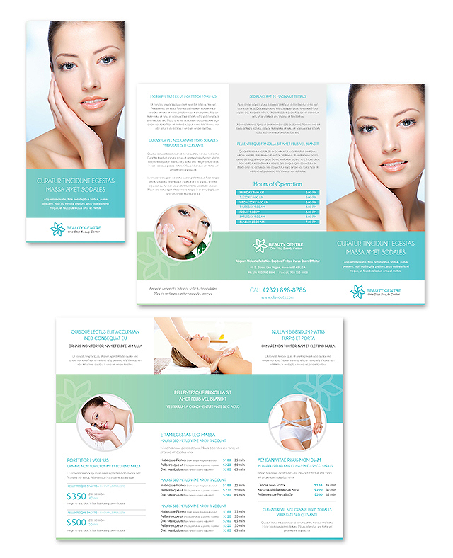 Beauty Spa Salon Tri Fold Brochure Template