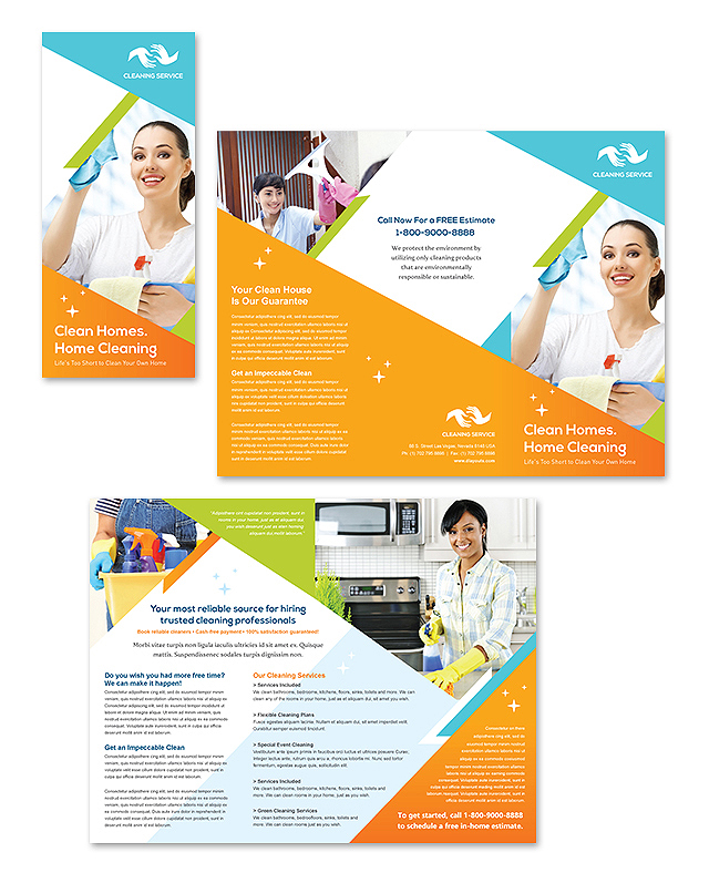 Cleaning & Janitorial Services Tri Fold Brochure Template