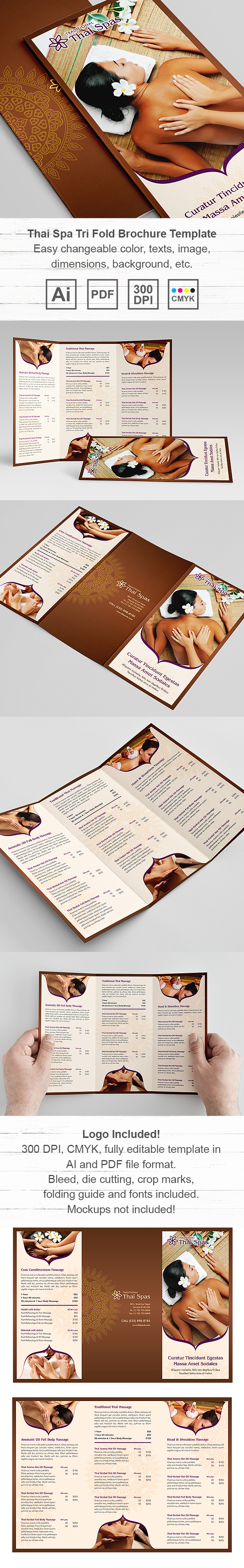 Thai Spa Massage Tri Fold Brochure Template